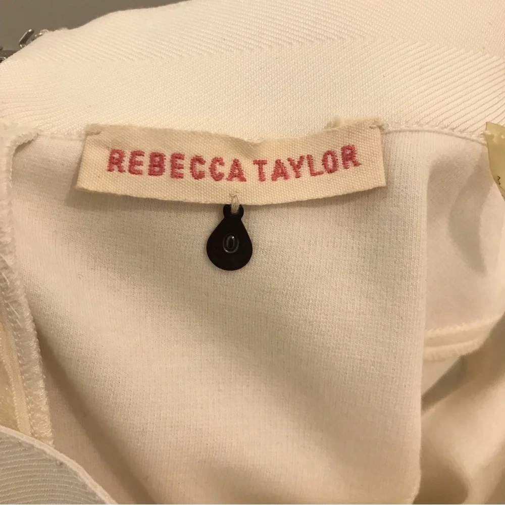 Rebecca Taylor Fit and Flare Skirt 0 white cotton silk - Picture 6 of 8